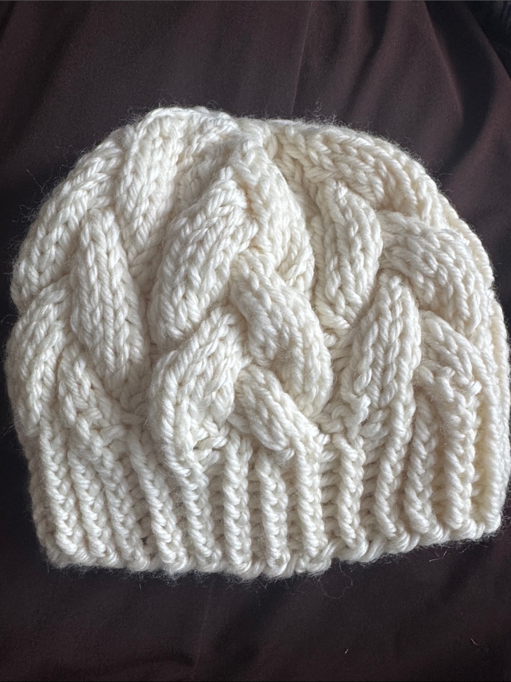Merino Cable Knit Beanie - Cream